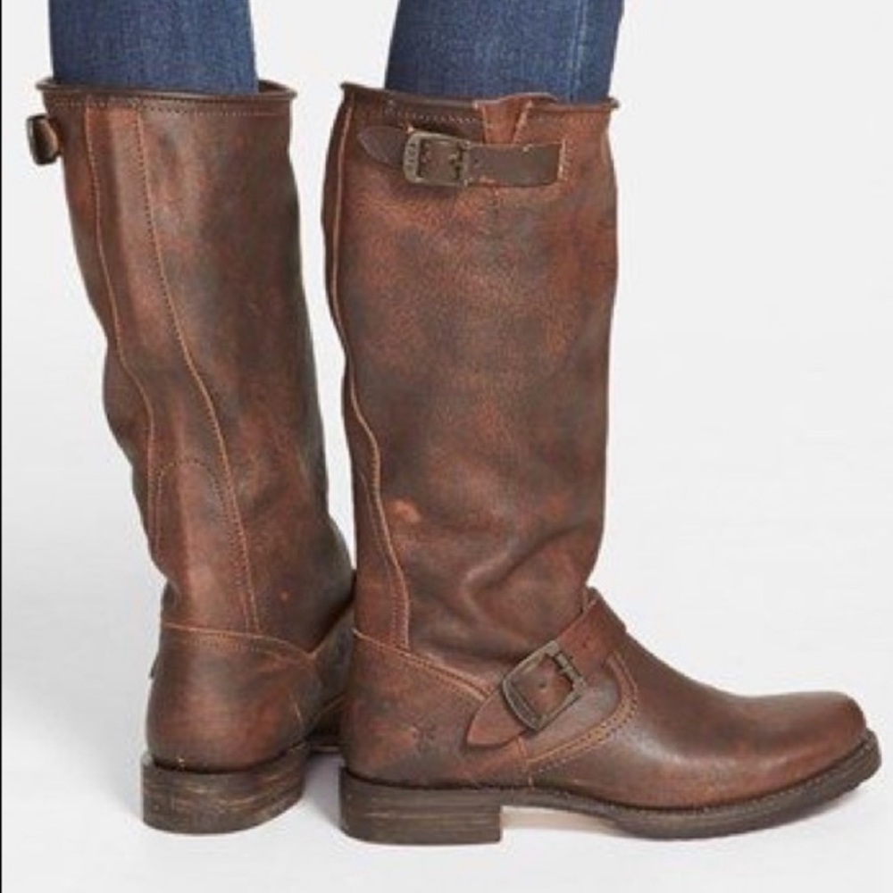 Frye slouchy brown distressed leather pullon boots - Picture 13 of 14